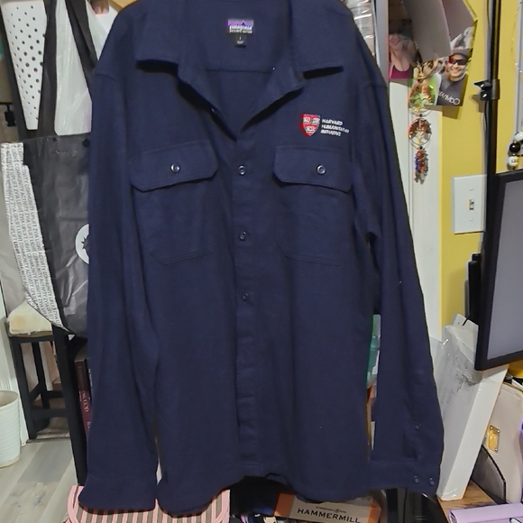 Patagonia Other - Patagonia Harvard Humanitarian Initiative Navy Blue Button-Up Shirt Size Large